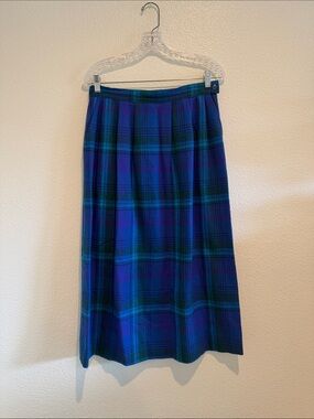 Pendleton Blue and Green Plaid Midi Skirt
